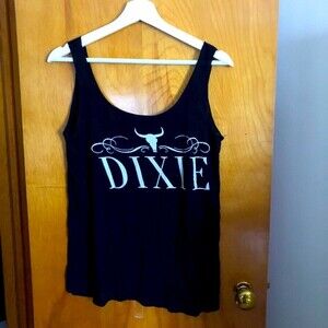 Dixie Tank Top Southern Black White Casual Graphic Sweet Claire Boutique Scoop
